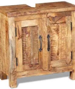 vidaXL Bathroom Vanity Cabinet with Mirror Solid Mango Wood