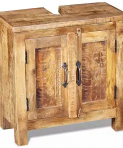 vidaXL Bathroom Vanity Cabinet with Mirror Solid Mango Wood