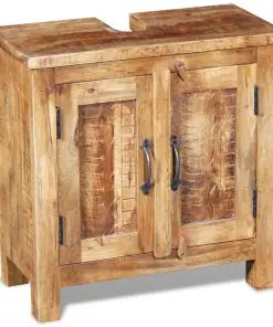 vidaXL Bathroom Vanity Cabinet with Mirror Solid Mango Wood