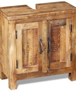 vidaXL Bathroom Vanity Cabinet with Mirror Solid Mango Wood