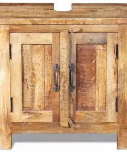 vidaXL Bathroom Vanity Cabinet with Mirror Solid Mango Wood