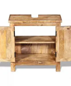 vidaXL Bathroom Vanity Cabinet with Mirror Solid Mango Wood