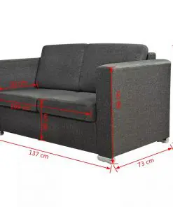 vidaXL 2-Seater Sofa Fabric Dark Grey