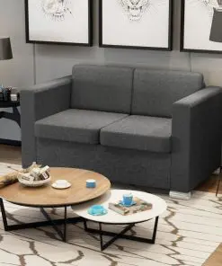 vidaXL 2-Seater Sofa Fabric Dark Grey