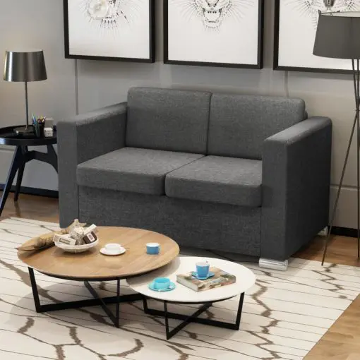 vidaXL 2-Seater Sofa Fabric Dark Grey
