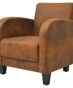 vidaXL Armchair Brown Faux Suede Leather