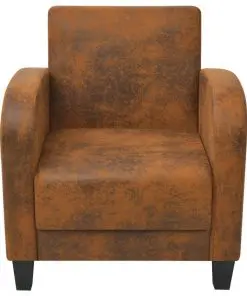 vidaXL Armchair Brown Faux Suede Leather