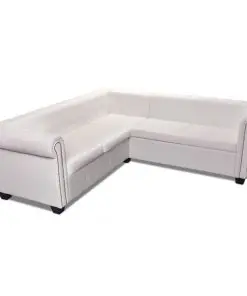 vidaXL Chesterfield Corner Sofa 5-Seater Artificial Leather White