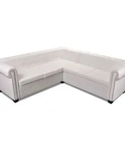 vidaXL Chesterfield Corner Sofa 5-Seater Artificial Leather White