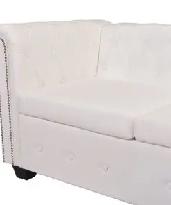 vidaXL Chesterfield Corner Sofa 5-Seater Artificial Leather White
