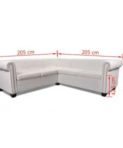 vidaXL Chesterfield Corner Sofa 5-Seater Artificial Leather White