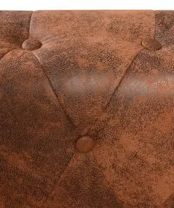 vidaXL Chesterfield Corner Sofa 5-Seater Artificial Leather Brown