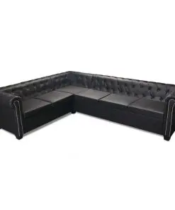 vidaXL Chesterfield Corner Sofa 6-Seater Artificial Leather Black