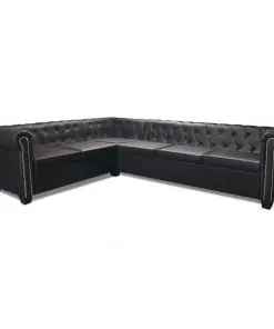 vidaXL Chesterfield Corner Sofa 6-Seater Artificial Leather Black