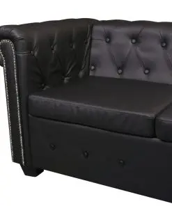 vidaXL Chesterfield Corner Sofa 6-Seater Artificial Leather Black