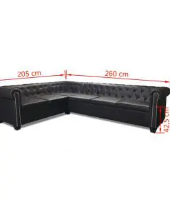 vidaXL Chesterfield Corner Sofa 6-Seater Artificial Leather Black