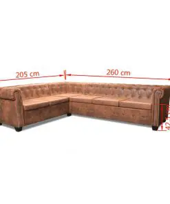 vidaXL Chesterfield Corner Sofa 6-Seater Artificial Leather Brown