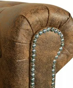 vidaXL Chesterfield Sofa 3-Seater Artificial Leather Brown