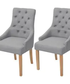 vidaXL Dining Chairs 2 pcs Light Grey Fabric