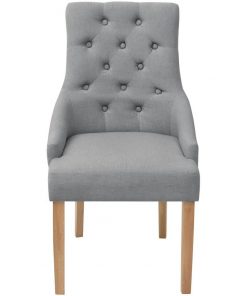 vidaXL Dining Chairs 2 pcs Light Grey Fabric