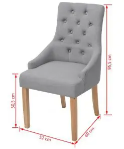 vidaXL Dining Chairs 2 pcs Light Grey Fabric