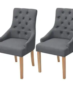 vidaXL Dining Chairs 2 pcs Dark Grey Fabric