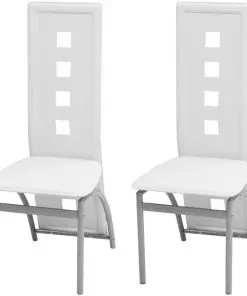 vidaXL Dining Chairs 2 pcs White Faux Leather