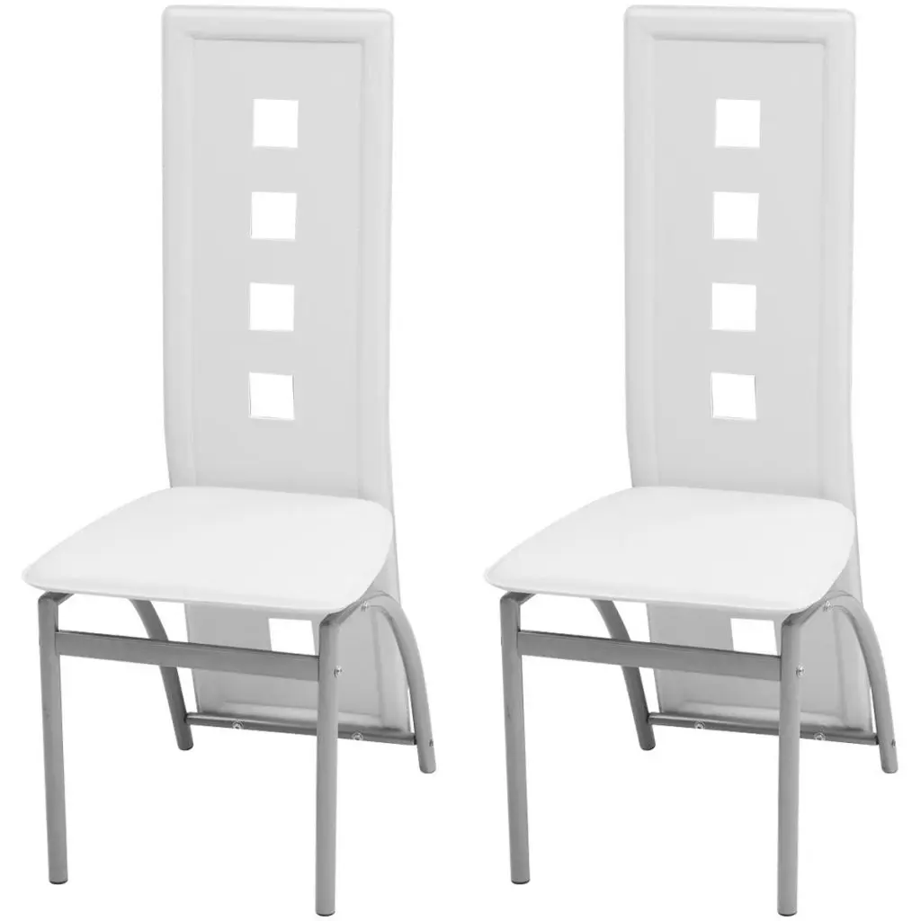 vidaXL Dining Chairs 2 pcs White Faux Leather