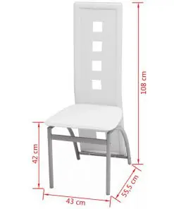 vidaXL Dining Chairs 2 pcs White Faux Leather