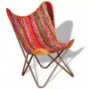 vidaXL Butterfly Chair Multicolour Chindi Fabric