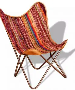 vidaXL Butterfly Chair Multicolour Chindi Fabric