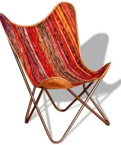vidaXL Butterfly Chair Multicolour Chindi Fabric