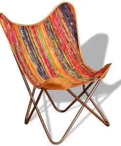 vidaXL Butterfly Chair Multicolour Chindi Fabric
