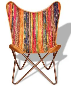 vidaXL Butterfly Chair Multicolour Chindi Fabric