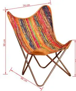vidaXL Butterfly Chair Multicolour Chindi Fabric