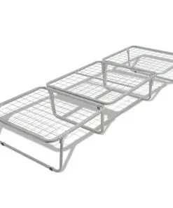 vidaXL Folding Bed with Mattress White Steel 70×200 cm