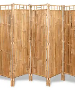 vidaXL 5-Panel Room Divider Bamboo 200×160 cm