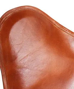vidaXL Butterfly Chair Brown Real Leather