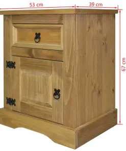 vidaXL Bedside Cabinet Mexican Pine Corona Range 53x39x67 cm