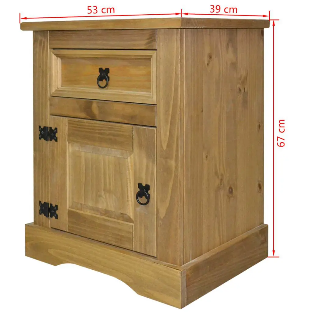 vidaXL Bedside Cabinet Mexican Pine Corona Range 53x39x67 cm