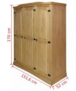vidaXL Wardrobe Mexican Pine Corona Range 3 Doors