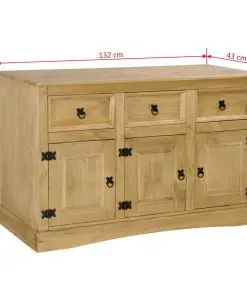 vidaXL Sideboard Solid Mexican Pinewood Corona Range 132x43x78 cm