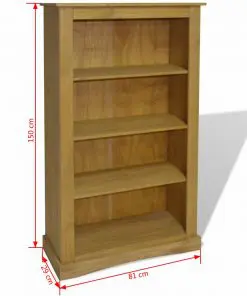 vidaXL 4-Tier Bookcase Mexican Pine Corona Range 81x29x150 cm
