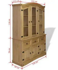 vidaXL Buffet & Hutch Mexican Pine Corona Range