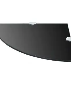 vidaXL Corner Shelf with Chrome Supports Glass Black 25×25 cm