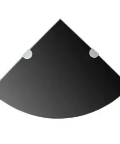 vidaXL Corner Shelf with Chrome Supports Glass Black 35×35 cm