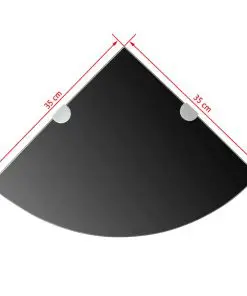 vidaXL Corner Shelf with Chrome Supports Glass Black 35×35 cm