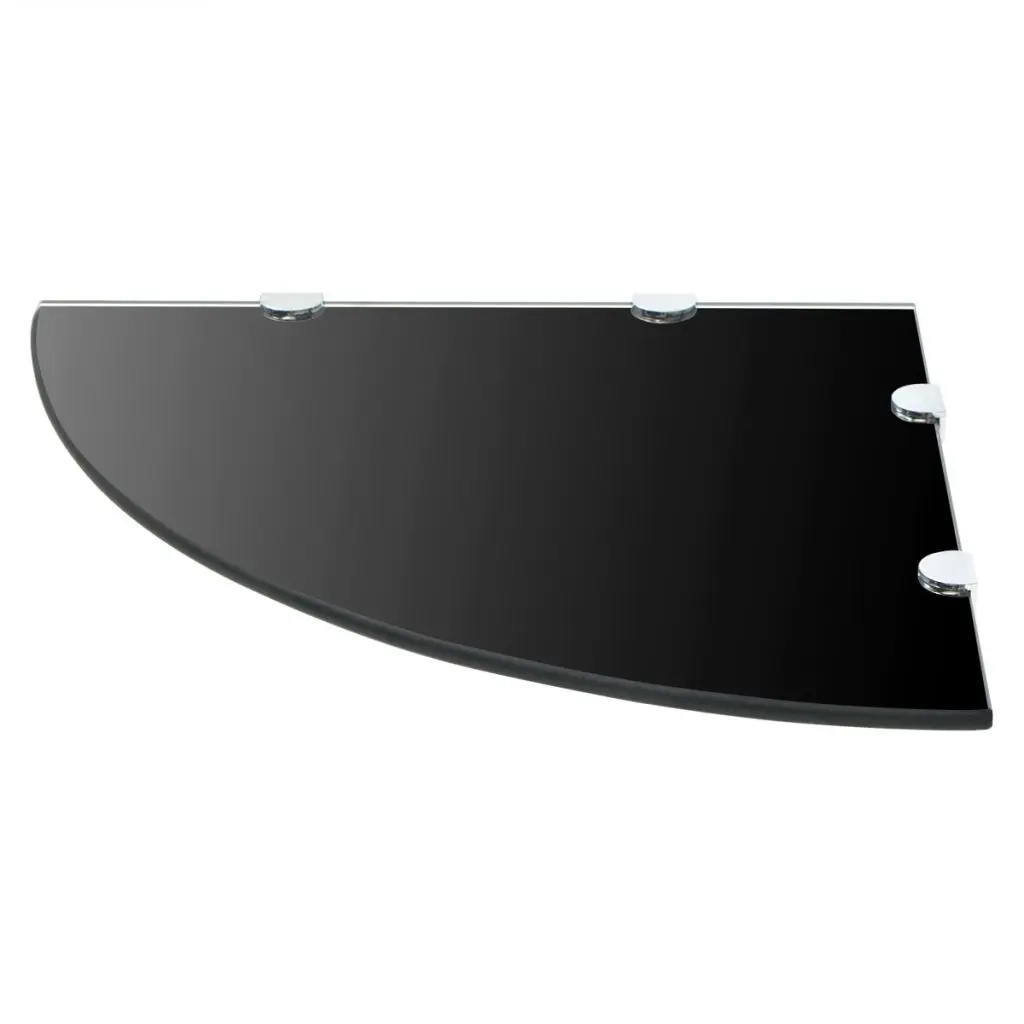 vidaXL Corner Shelf with Chrome Supports Glass Black 45×45 cm