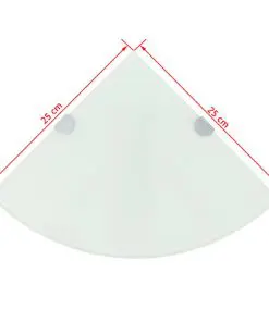 vidaXL Corner Shelf with Chrome Supports Glass White 25×25 cm