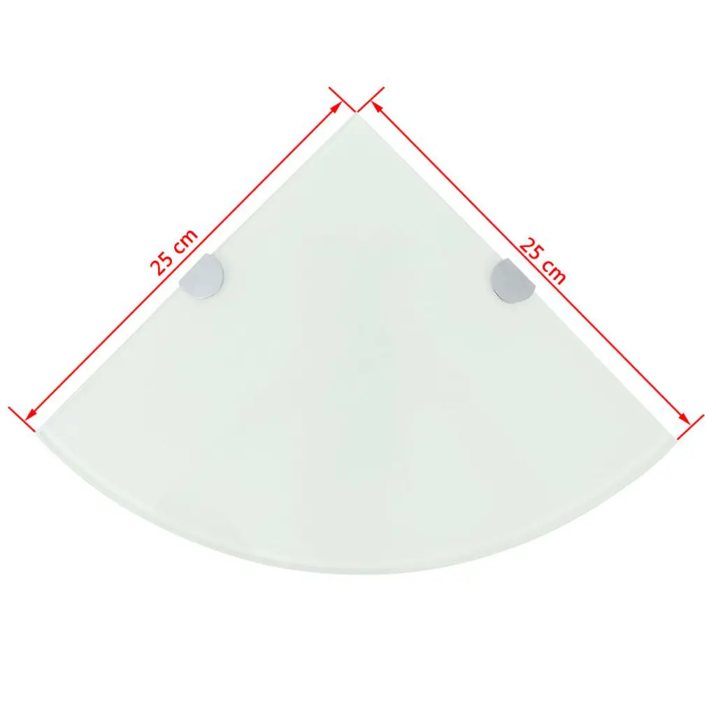 vidaXL Corner Shelf with Chrome Supports Glass White 25×25 cm